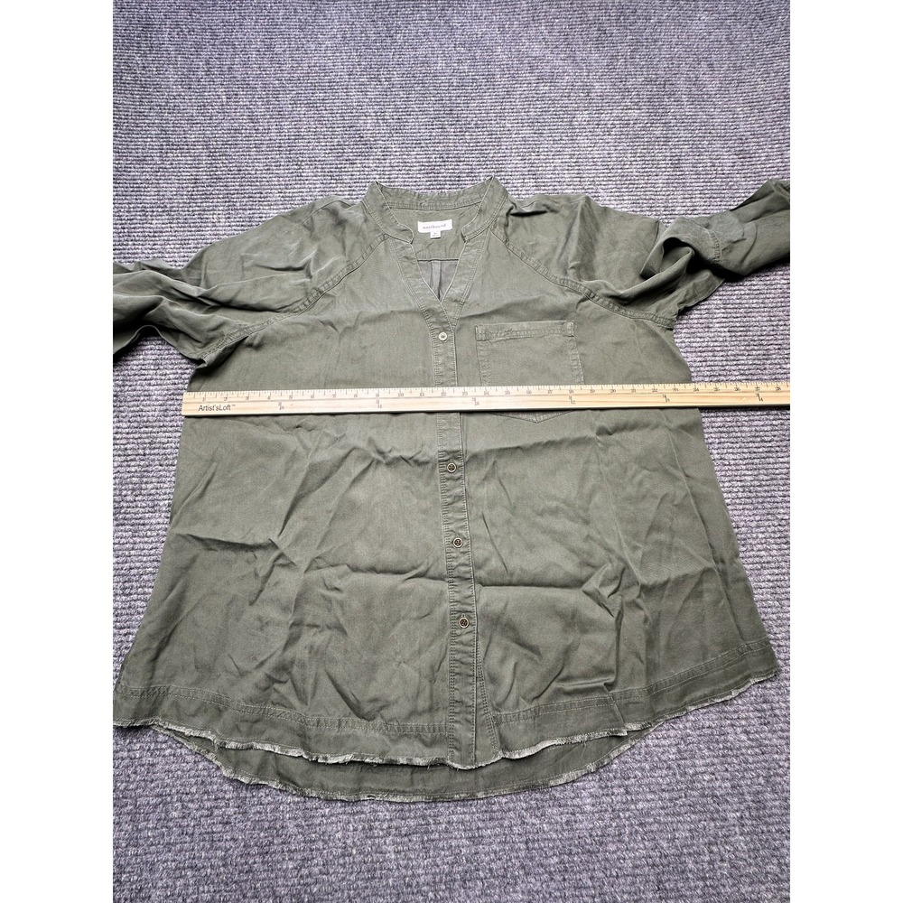 Westbound Shirt Womens Medium Olive Green Tencel Lyocell Button Front Tunic Top - Picture 5 of 13
